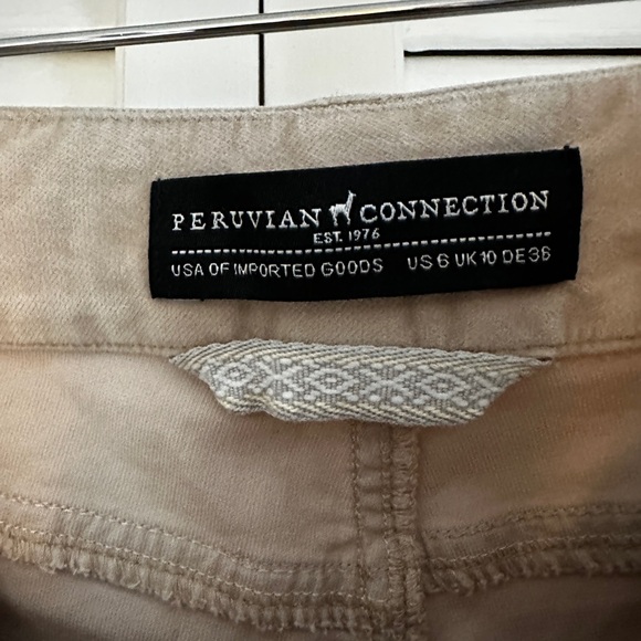 Peruvian Connection Brand Velvet Jeans tan size 6 - Picture 2 of 9